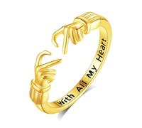INFUSEU Bague Câlin en Or, Réglable Bagues Embrace Anneau De Câlin Bijou Ajustable Argent Sterling 925 Bague Love Cadeau pour Elle Femme