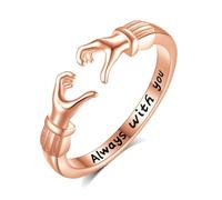 INFUSEU Bague Câlin en Or Rose, Bagues Embrace Anneau De Câlin Bijou Argent Sterling 925 Ajustable Bague Love Cadeau pour Elle Femme