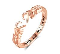 INFUSEU Bague Câlin en Or Rose, Réglable Bagues Embrace Anneau De Câlin Bijou Ajustable Argent Sterling 925 Bague Love Cadeau pour Elle Femme