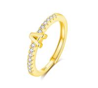 INFUSEU Bague Initiale, Argent Sterling 925 18K Or Initiales Lettres A Anneau Ouverte Ajustable Ouvert Alphabet A-Z Bijoux Personnalisé Cadeau pour Femmes Filles