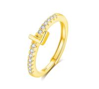 INFUSEU Bague Initiale, Argent Sterling 925 18K Or Initiales Lettres L Anneau Ouverte Ajustable Ouvert Alphabet A-Z Bijoux Personnalisé Cadeau pour Femmes Filles