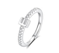 INFUSEU Bague Initiale, Argent Sterling 925 Initiales Lettres E Anneau Ouverte Ajustable Ouvert Alphabet A-Z Bijoux Personnalisé Cadeau pour Femmes Filles