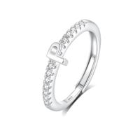INFUSEU Bague Initiale, Argent Sterling 925 Initiales Lettres P Anneau Ouverte Ajustable Ouvert Alphabet A-Z Bijoux Personnalisé Cadeau pour Femmes Filles