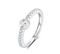 INFUSEU Bague Initiale, Argent Sterling 925 Initiales Lettres S Anneau Ouverte Ajustable Ouvert Alphabet A-Z Bijoux Personnalisé Cadeau pour Femmes Filles