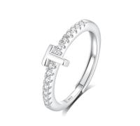 INFUSEU Bague Initiale, Argent Sterling 925 Initiales Lettres T Anneau Ouverte Ajustable Ouvert Alphabet A-Z Bijoux Personnalisé Cadeau pour Femmes Filles