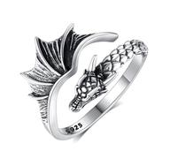 INFUSEU Bague Taille Ouverte, Ajustable En Argent 925 Modèle 7-8 Serpent À Deux Têtes/gelada/hug/wolverine/orangutan/dragon/pentagramme Bague Cadeau pour Elle