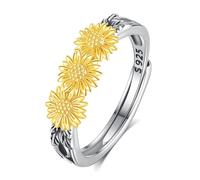 INFUSEU Bague Tournesol, Bijou Argent Sterling 925 18K Or Cadeau pour Amour Elle