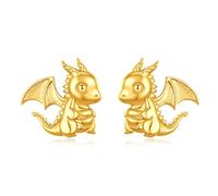 INFUSEU Boucle D'Oreille Dragon, Viking Gothique Irlandais Animal Bijoux Argent Sterling 925 18K Or Celtique Cadeau Pour Femme