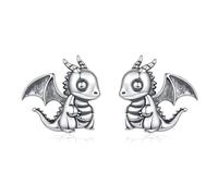 INFUSEU Boucle D'Oreille Dragon, Viking Gothique Irlandais Animal Bijoux Argent Sterling 925 Celtique Cadeau Pour Femme