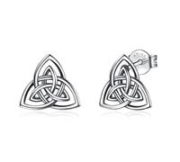 INFUSEU Boucles D'Oreilles Celtique, 925 Argent Sterling Noeud Boucles Celtiques Irlandais Boucles D'Oreilles Pour Femme Irish & Alpha Line Bijoux Cadeaux Pour Dame