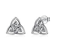 INFUSEU Boucles D'oreilles Nœud Celtique, Irlandais Forme De Nœud D'Amour Celtiques Bonne Bijoux Argent Sterling 925 Cadeau Pour Femmes Dames