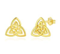 INFUSEU Boucles D'oreilles Nœud Celtique, Irlandais Forme De Nœud D'Amour Celtiques Bonne Bijoux Argent Sterling 925 18K Or Cadeau Pour Femmes Dames