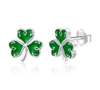INFUSEU Boucles D'Oreilles Trefle a 4 Feuille, Irlandais Forme De Nœud D'Amour Celtiques Bonne Bijoux Argent Sterling 925 Cadeau Pour Femmes Dames