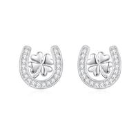 INFUSEU Boucles D'Oreilles Trefle a 4 Feuille, Irlandais Forme De Nœud D'Amour Celtiques Bonne Bijoux Argent Sterling 925 Cadeau Pour Femmes Dames