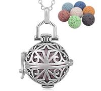 INFUSEU Cadeau Femme Original, Collier Huiles Essentielles Pendentif Diffuseur Aromathérapie Bijoux Parfum MeDaillon Cage Lava Ball Cadeau Pour Femmes Personnalise