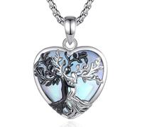 INFUSEU Collier Arbre De Vie Arbre Généalogique Cœur Cristal Pierre de Lune Pendentif Guérison Protection Puissante Medaillon Séparation des Couleurs Bijoux Cadeau Pour Femme