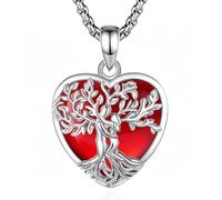 INFUSEU Collier Arbre de Vie Cristal Améthyste/Pierre de lune/Obsidienne/Turquoise Pendentif Arbre Généalogique Porte Femme Médaille Protection Énergie Bien Être Apaisant Bijoux Spirituel Maman Cadeau