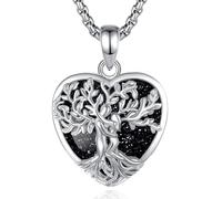 INFUSEU Collier Arbre de Vie Cristal Améthyste/Pierre de lune/Obsidienne/Turquoise Pendentif Arbre Généalogique Porte Femme Médaille Protection Énergie Bien Être Apaisant Bijoux Spirituel Maman Cadeau