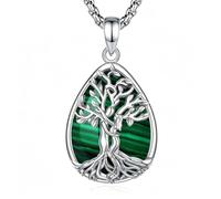 INFUSEU Collier Arbre de Vie Cristal Améthyste/Pierre de lune/Obsidienne/Turquoise Pendentif Arbre Généalogique Porte Femme Médaille Protection Énergie Bien Être Apaisant Bijoux Spirituel Maman Cadeau
