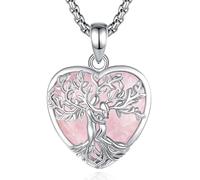 INFUSEU Collier Arbre de Vie Cristal Améthyste/Pierre de lune/Obsidienne/Turquoise Pendentif Arbre Généalogique Porte Femme Médaille Protection Énergie Bien Être Apaisant Bijoux Spirituel Maman Cadeau
