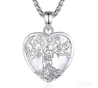 INFUSEU Collier Arbre de Vie Cristal Cristal de Roche Cœur Pendentif Arbre Généalogique Porte Femme Médaille Protection Énergie Bien Être Apaisant Bijoux Spirituel Maman Cadeau