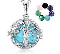 INFUSEU Collier Arbre De Vie, Pierre Naturelle Cristal Arbre Généalogique Pendentif Femme Bijoux Cristaux De Guérison Naturels Diverses Pierres Interchangeables Pendentif Cadeau Femme Maman