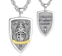 INFUSEU Collier Archange Michel, Saint Pendentif Elliptique Argent Sterling 925 Ange Guerrier Michael Michael Médaille pour Hommes Femmes