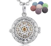 INFUSEU Collier Aromatherapie, Huile Essentiel Collir Diffuseur Bijoux Mandala Plaqué Argent Pendentif Femme DéSodorisant Voiture Original Collier Chaine Femme