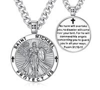 INFUSEU Collier de protection catholique pour la foi - Vierge Marie St Benoît St Christophe St Florian St Jeanne d'Arc, Petit, Plaqué rhodium, Pas de pierre précieuse