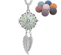 INFUSEU Collier Diffuseur Huile Essentielle, Argent Plaqué De RêVes Attrapeur Pendentif Pierre De Lave Collier Attrape Reve Aromatherapie Femme Avec 5 ChaîNes De Pierre De Lave Teints 24 "