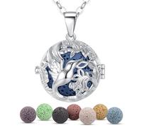 INFUSEU Collier Diffuseur Huile Essentielle, Colibri Argent Plaque Petite Marguerite Aromathérapie Pendentif Aromatherapie Fantaisie Diffuseur Parfum Femme