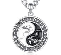 INFUSEU Collier Dragon Yin Yang, Pendentif Yin Et Yang En Argent Sterling 925 Huang Aobao Guan Yin Bijoux Colliers D'amitié Viking Bijoux Cadeaux pour Hommes Femmes