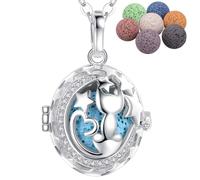 INFUSEU Collier Huile Essentielle, Diffuseur Huile Essentielle Voiture Aromatherapie Pendentif Chat Plaqué Argent The Famille Essentielles Diffuseur Bijoux