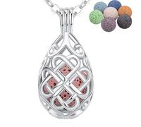 INFUSEU Collier Huile Essentielles, Pendentif Pierre Naturelle Collier Diffuseur Pierre De Lave Aromatherapie Naturelle Forme De Goutte