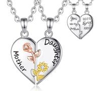 INFUSEU Collier Mère Fille Cœur Séparable Deux Pièces Pendentif Assortis Gravure Tu es Ma Lumière Je T’aime Pour Toujours Cadeau pour Femme Maman Fille