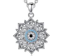 INFUSEU Collier Oeil du Mal Viking, Lune Etoile Soleil Roue en Argent Sterling 925 Bijoux de Sorcier Amulette Bouclier Sorcière Pendentif Rune de Protection pour Femmes Hommes