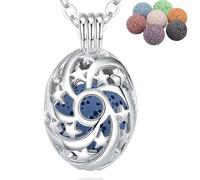 INFUSEU Collier Parfum, AromathéRapie Diffuseur Huile Essentielle Pendentif éToile Ellipse Argent Bijoux Parfum MéDaillon Cage Cadeau Pour Femmes