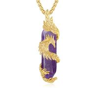 INFUSEU Collier Phénix Cristal Pendentif, Améthyste Cristal pour Femme 18K Or Cristal Bijoux Mythiques Bonheur Pierre Personnalisé Cadeau Maman Femme
