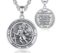 INFUSEU Collier Saint Christophe Holy Pendentif Argent Sterling 925 Medaille Miraculeuse Bijoux Cadeau Religieux pour Femmes