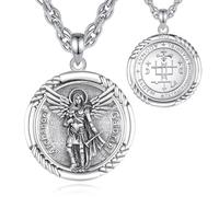 INFUSEU Collier Saint Michel, Archange Pendentif Elliptique Argent Sterling 925 Ange Guerrier Michael Michael Médaille pour Hommes Femmes
