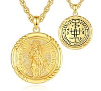 INFUSEU Collier Saint Michel, Archange Pendentif Elliptique Argent Sterling 925 Or Ange Guerrier Michael Michael Médaille pour Hommes Femmes