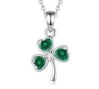 INFUSEU Collier Trèfle, Irlandais Pendentif Trois Feuilles Forme Bijoux Cadeau Porte Bonheur pour Maman Femme