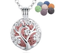 INFUSEU Colliers Longs pour Femme, Diffuseur d'Aromathérapie pour Huiles Essentielles, Pendentif Attrape-Rêves Plaqué Argent, Accessoire Bohème Cadeau d’Anniversaire