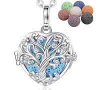 INFUSEU Colliers Longs pour Femme, Diffuseur d'Aromathérapie pour Huiles Essentielles, Pendentif Attrape-Rêves Plaqué Argent, Accessoire Bohème Cadeau d’Anniversaire