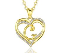 INFUSEU Lettre Collier Alphabet A-Z, Collier Double Coeur Or Longue Chaîne de 20 Pouces Or G Bijoux Cadeaux d'anniversaire Personnalisés pour Femme Femme Femme