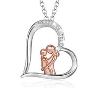 INFUSEU Mère Et Fille Collier, Argent 925 Maman Pendentif Colliers Vous Tenir Dans Mon Coeur Bijoux En Or Rose Pour Les Femmes Cadeau De Fête Des Mères Cadeau Mere Fille