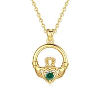 INFUSEU Petit collier Claddagh en argent sterling 925 pour femmes et filles - Embrassez l'amour, Small, Argent sterling, Zircone cubique