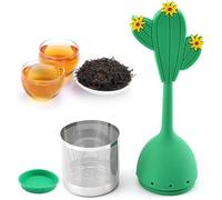 Infuseur à thé - Cactus - Silicone alimentaire - Bac d'égouttage - 15x5.3cm - 42g