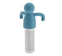 Infuseur à thé en acier inoxydable avec poignée en silicone - Passoire à thé mignonne en maille extra fine, design pliable anti-fuite pour tasses et théières (bleu)