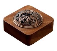 Infuseur à thé en bois pour thé en vrac, 10 x 10 x 3,5 cm, style zen chinois, design diffuseur d'arômes avec couvercle, finition grain de noyer, décoration de maison et de bureau (B)